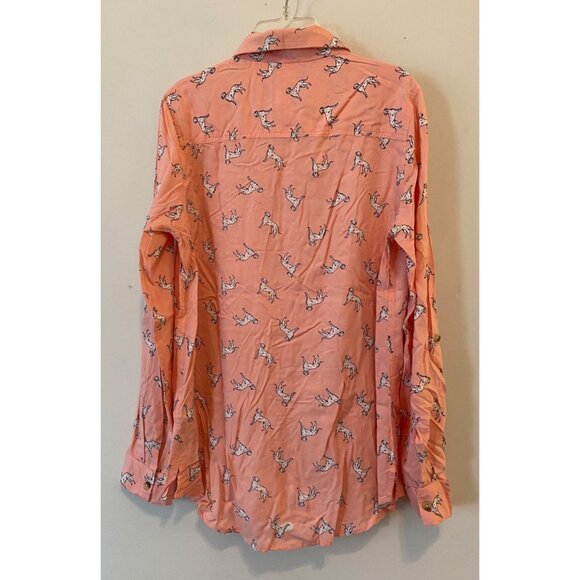 C&C California Pink Button-Down Long Sleeve Shirt Dalmatian Dog Print Small - Picture 2 of 10